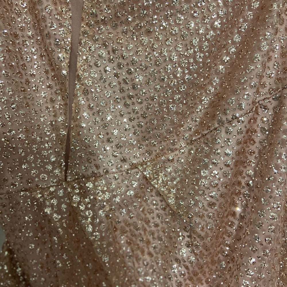 One Shoulder Formal Evening High Waist Sequins Party Dress Pinkish Beige Size: L - Picture 4 of 4